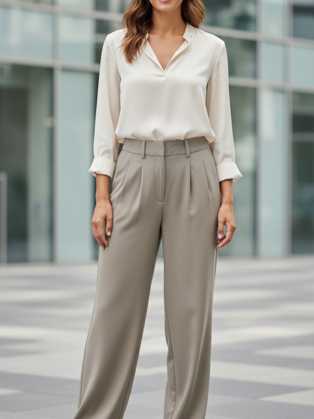 Quince Stretch Crepe Pleated Wide Leg Pants Morel Gray 4 NWT Flaw